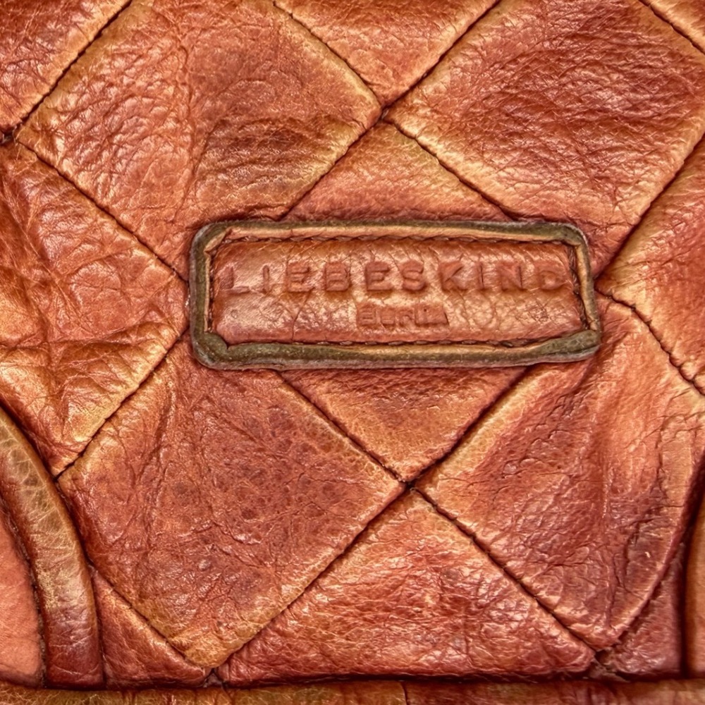 Liebeskind Berlin Large Cognac Leather Hobo Shoulder Bag Quilted Slouchy Boho - Picture 4 of 11